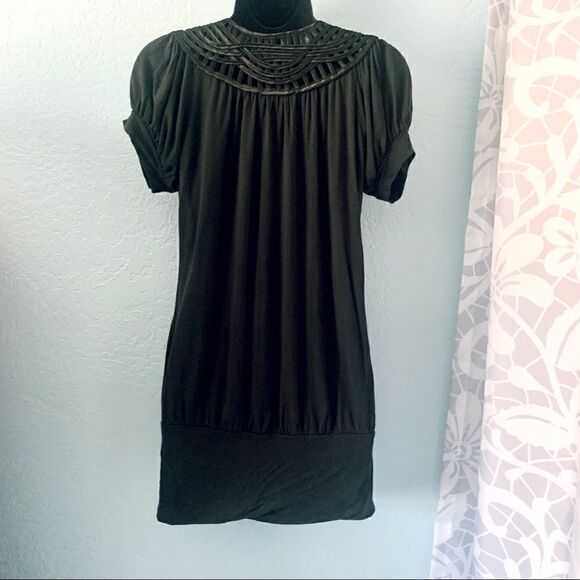 Forever 21 Black Short Sleeve Boho Tunic Top Size Small - Picture 6 of 10